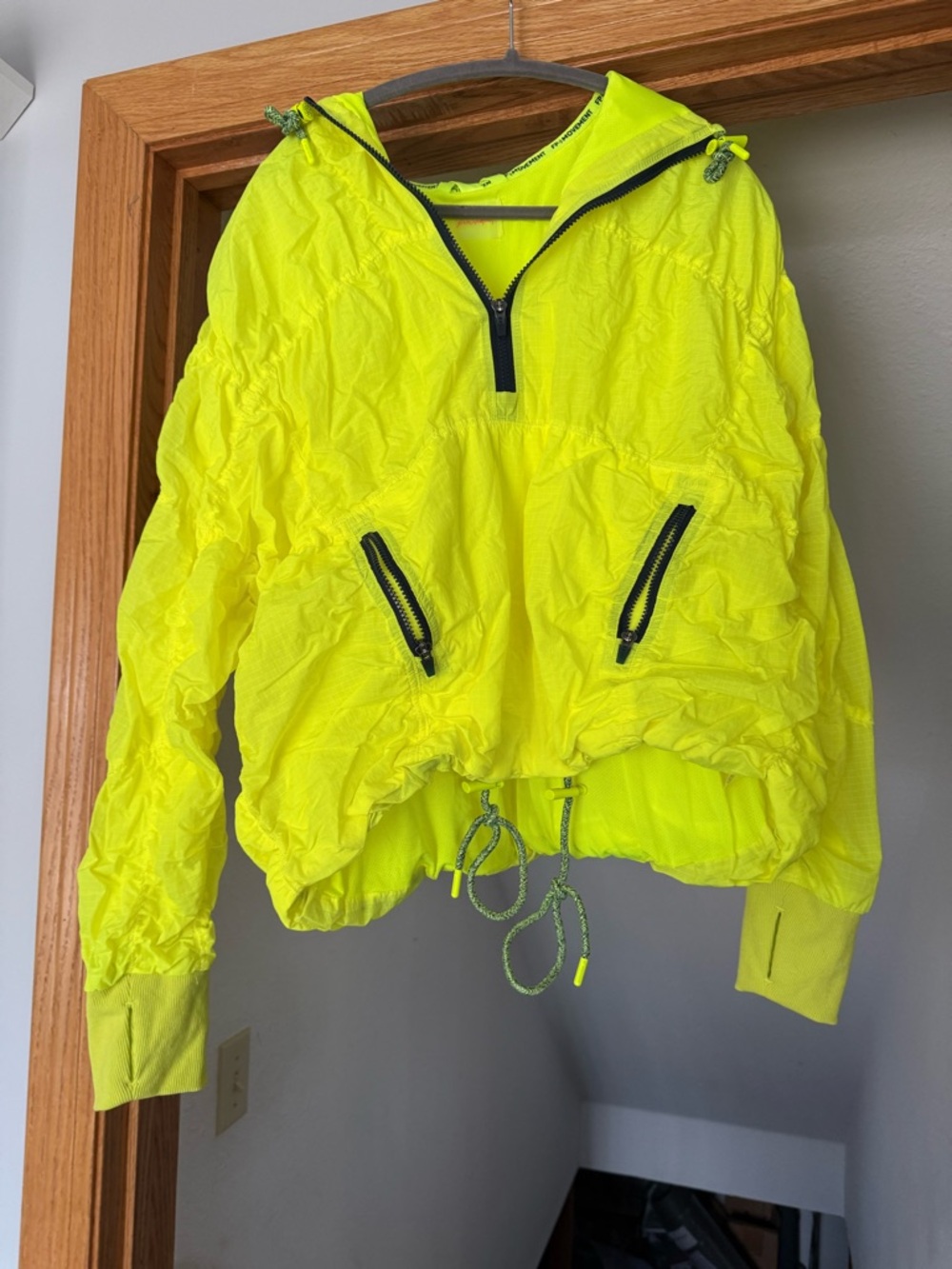 FP Movement by Free People Neon Yellow Cropped Bomber Anorak NWT retails $148